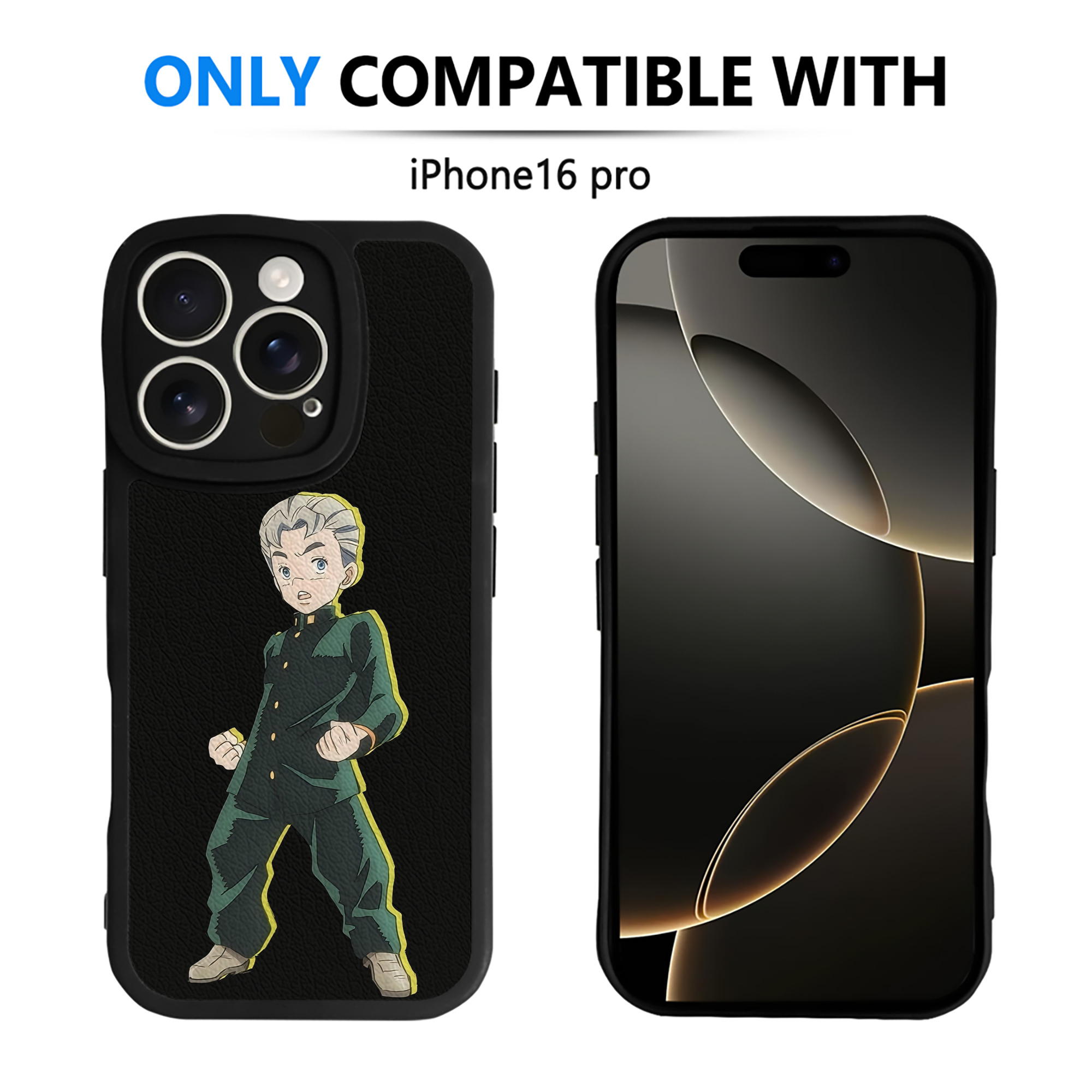 （画像用） ジョジョの奇妙な冒険 広瀨康一 JoJo's Bizarre Adventure Hirose Koichi 【iPhone 16シリーズ対応】シリコンスマホケース（レザー調） 材質：シリコン